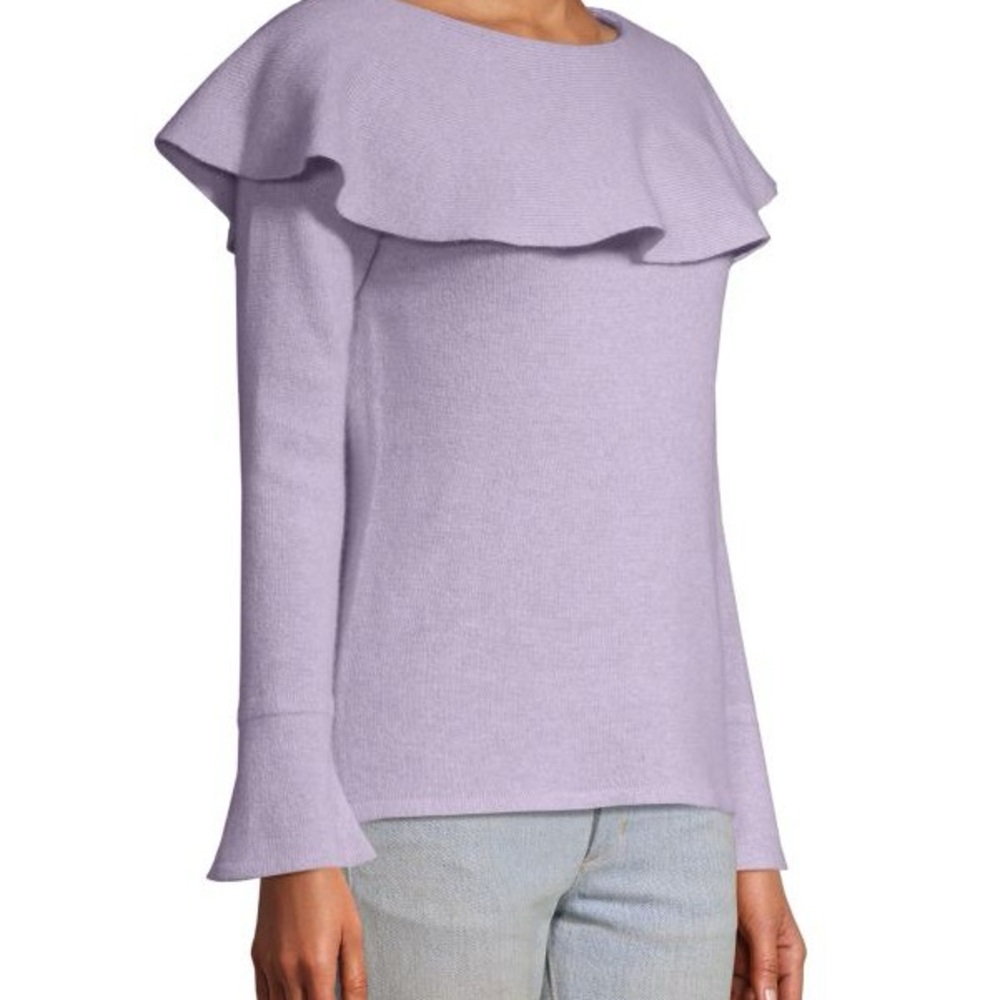 QI CASHMERE
Flounced Cashmere Lavender‎ Ruffle Sweater NWOT